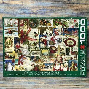 Vintage Eurographics Christmas Cards Santa Claus Snowman Jigsaw 1000 Pc Puzzle